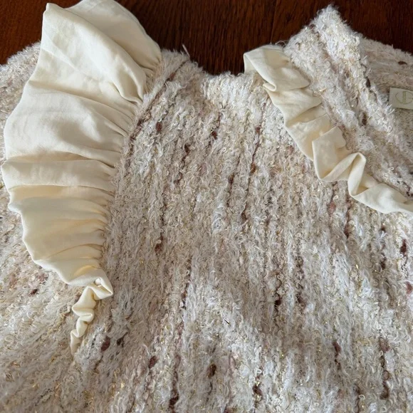Vita Grace Textured Sweater with Ruffle Trim size L - Picture 4 of 7